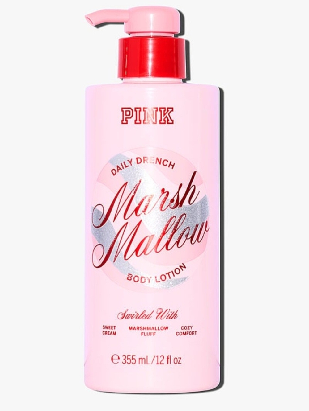 PINK Victoria's Secret Marsh Mallow Body Lotion - Light Pink with Red Cap